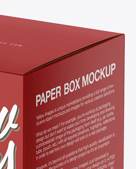 Paper Box Mockup - Half Side View (High-Angle Shot)