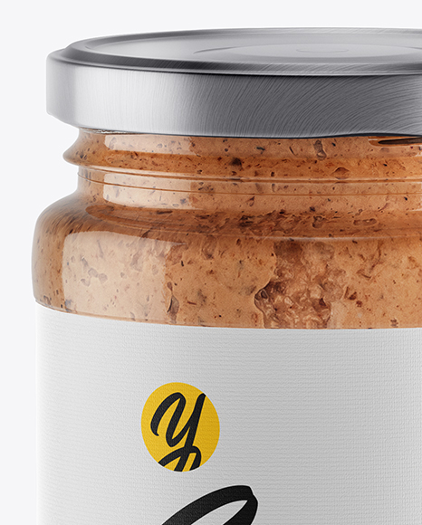 Clear Glass Jar w/ Sauce Mockup