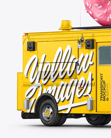 Foodtruck with Donut Mockup - Half Side View