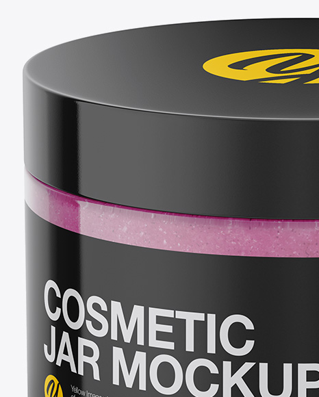 Glossy Cosmetic Jar with Scrub Mockup - High-Angle Shot