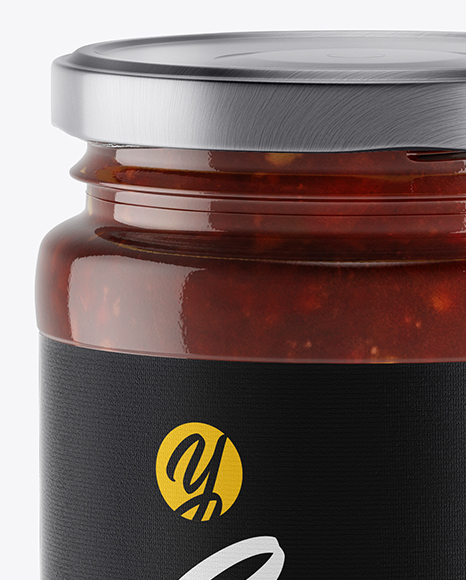 Clear Glass Jar w/ Sauce Mockup Clear Glass Jar w/ Sauce Mockup