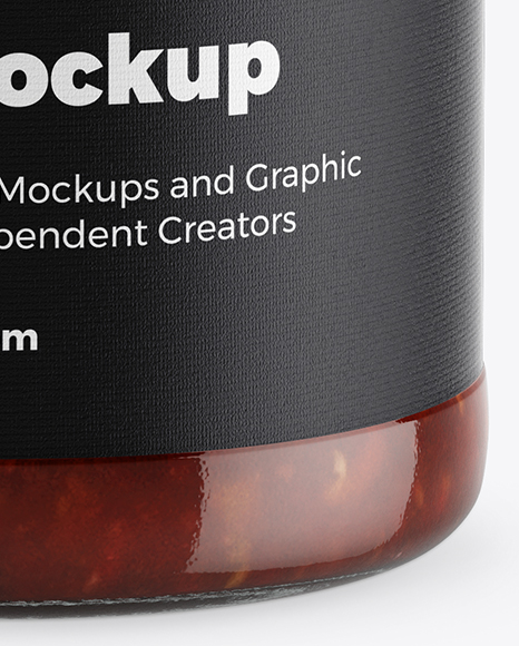 Clear Glass Jar w/ Sauce Mockup Clear Glass Jar w/ Sauce Mockup