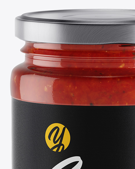 Clear Glass Jar w/ Sauce Mockup