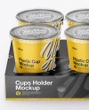 6 Plastic Cups w/ Transparent Lid Pack Mockup