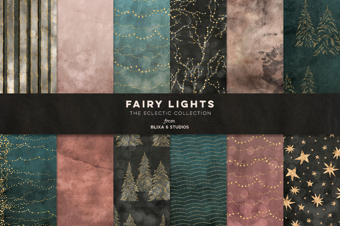 36 Winter Fairy Lights Gold Graphics