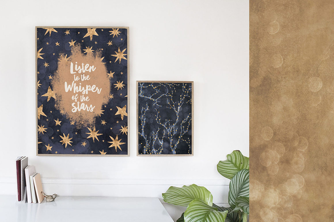 36 Winter Fairy Lights Gold Graphics