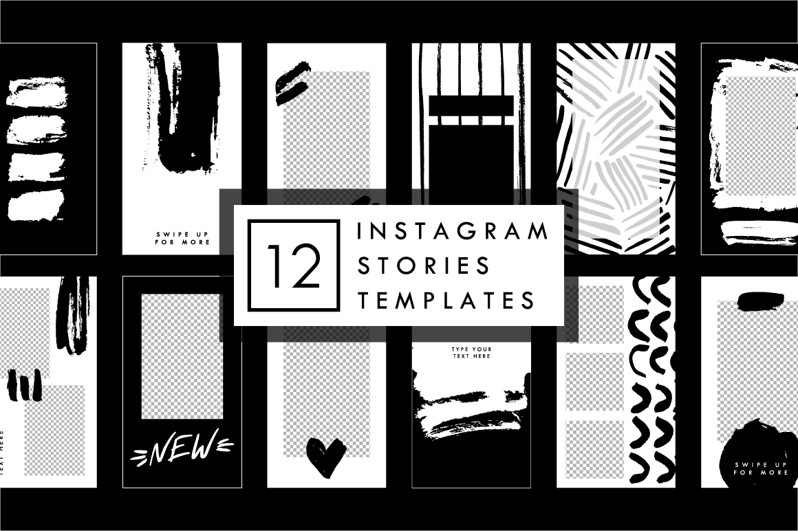 BLACK BRUSH - 12 Styled Instagram Stories Templates