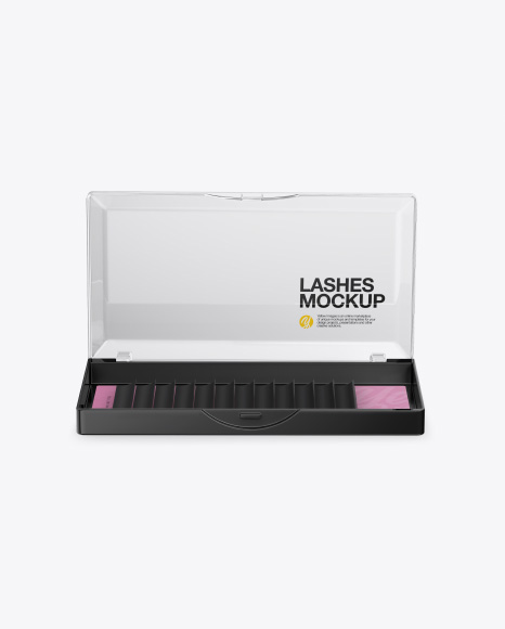 Opened Transparent Box With Lashes Mockup