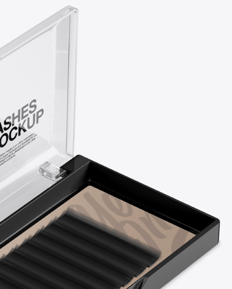 Opened Transparent Box With Lashes Mockup