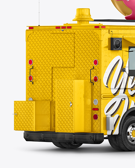 Foodtruck with Donut Mockup - Back Half Side View