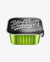 Square Metallic Cup with Foil Lid Mockup - High-Angle Shot