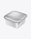 Square Glossy Cup with Foil Lid Mockup - Half Side View (High-Angle Shot)