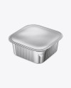 Square Metallic Cup with Foil Lid Mockup - Half Side View (High-Angle Shot)