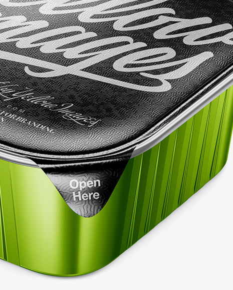 Square Metallic Cup with Foil Lid Mockup - Half Side View (High-Angle Shot)