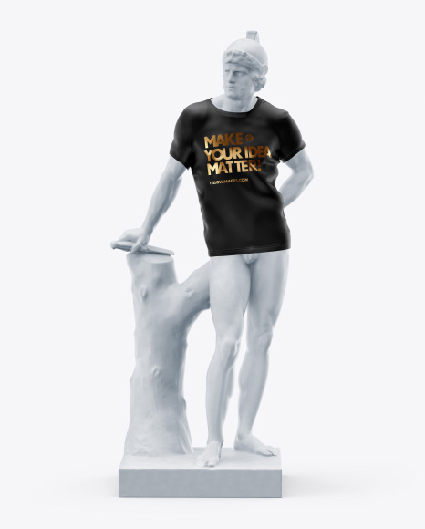 Man’s Statue Wearing a T-Shirt Mockup