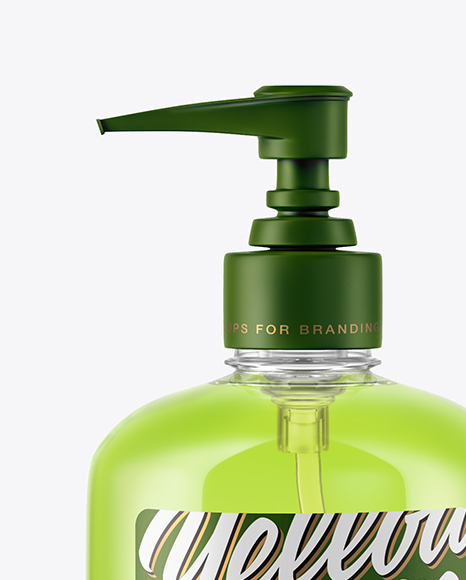 Clear Cosmetic Bottle with Pump Mockup Clear Cosmetic Bottle with Pump Mockup