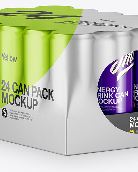 Metallic Pack with 24 Cans Mockup