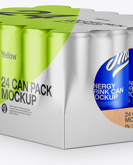 Metallic Pack with 24 Cans Mockup