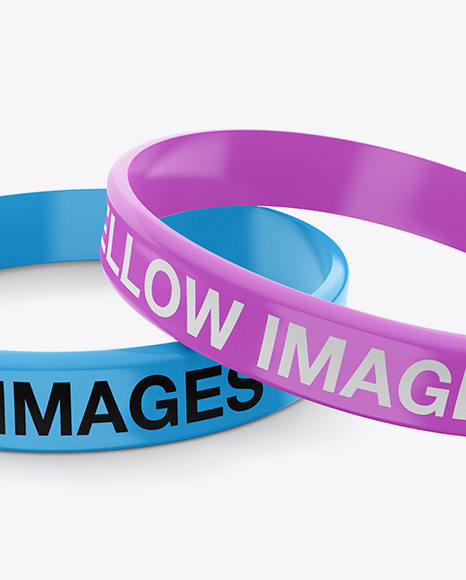 Glossy Silicone Wristbands Mockup