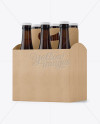 Kraft 6 Pack Amber Bottle Carrier Mockup - Halfside View