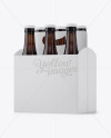 White Paper 6 Pack Amber Bottle Carrier Mockup - Halfside View