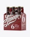 White Paper 6 Pack Amber Bottle Carrier Mockup - Halfside View