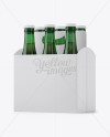 Paper 6 Pack Green Bottle Carrier Mockup - Halfside View