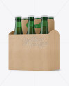 Kraft 6 Pack Green Bottle Carrier Mockup - Halfside View