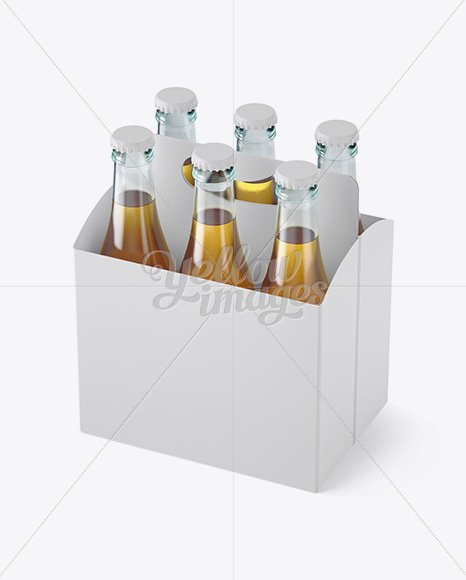 White Paper 6 Pack Beer Bottle Carrier Mockup - Halfside View (High