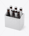 White Paper 6 Pack Amber Bottle Carrier Mockup - Halfside View (High-Angle Shot)