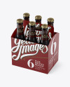 White Paper 6 Pack Amber Bottle Carrier Mockup - Halfside View (High-Angle Shot)