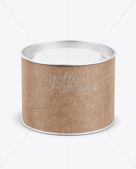 Small Kraft Paper Tube w/ a Convex Lid and a Paper Label - High-Angle View