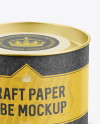 Small Kraft Paper Tube w/ a Convex Lid and a Paper Label - High-Angle View