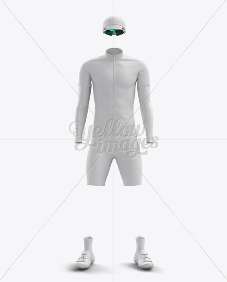 Men’s Full Cycling Kit with Cooling Sleeves Mockup (Front View) - Free