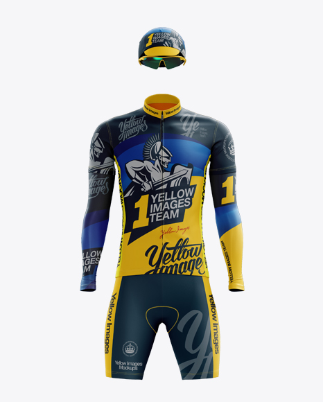 Men’s Full Cycling Kit with Cooling Sleeves Mockup (Front View)