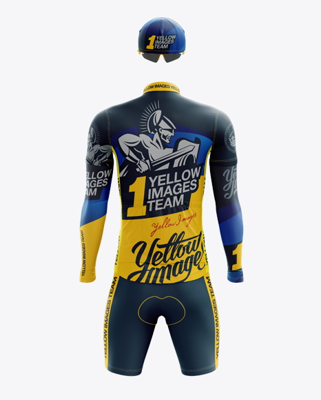 Men’s Full Cycling Kit with Cooling Sleeves Mockup (Back View) - Free