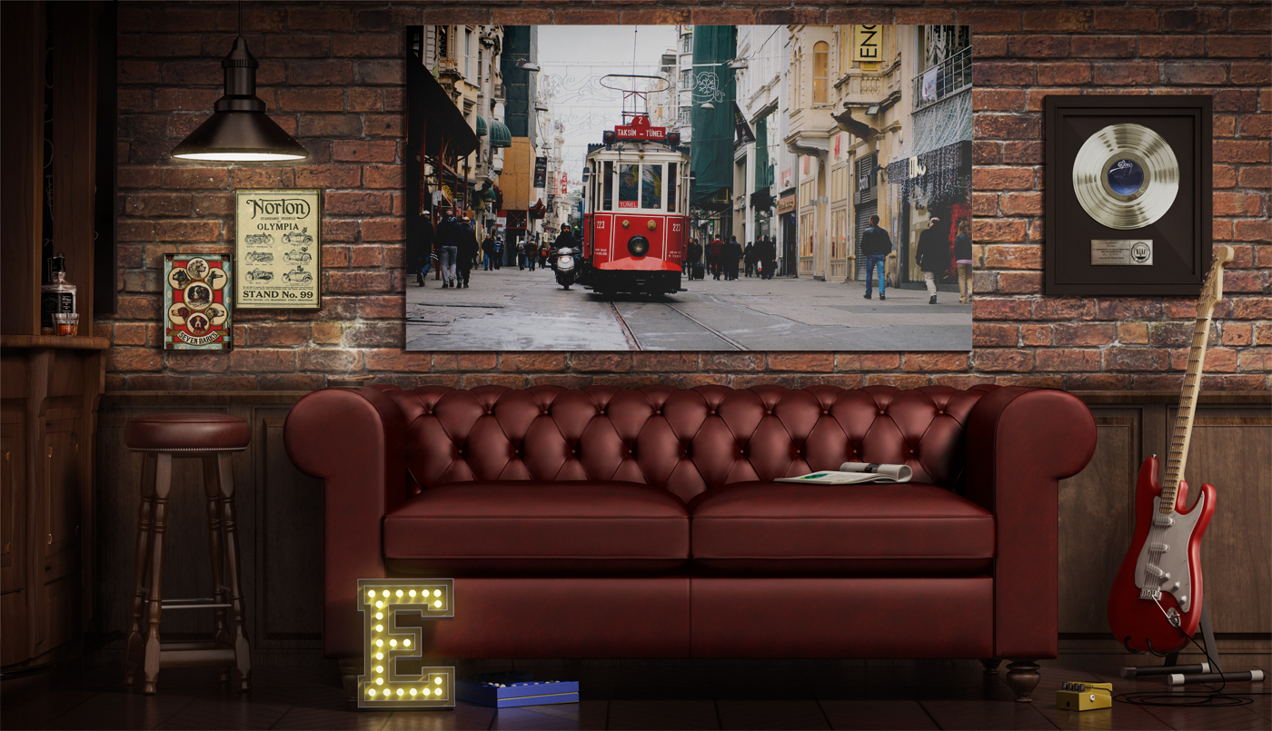 Posters in the Loft Bar Interior Mockup