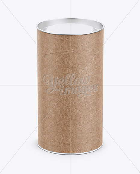 Medium Kraft Paper Tube w/ a Convex Lid and a Paper Label - High-Angle View