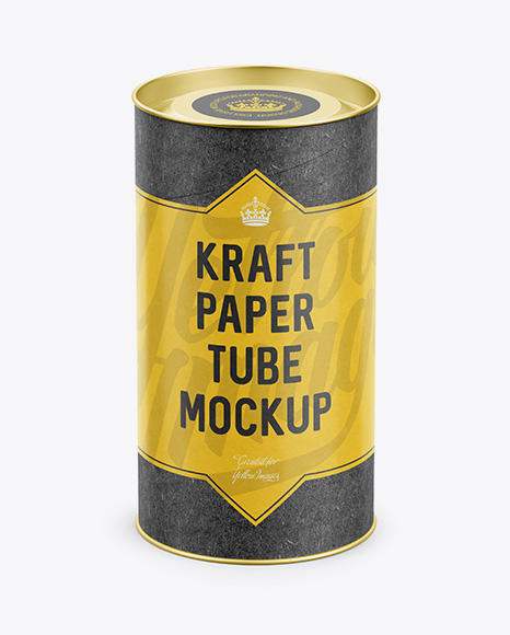 Medium Kraft Paper Tube w/ a Convex Lid and a Paper Label - High-Angle View