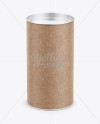 Medium Kraft Paper Tube w/ a Flat Lid and a Paper Label - High-Angle View