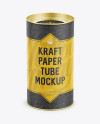 Medium Kraft Paper Tube w/ a Flat Lid and a Paper Label - High-Angle View