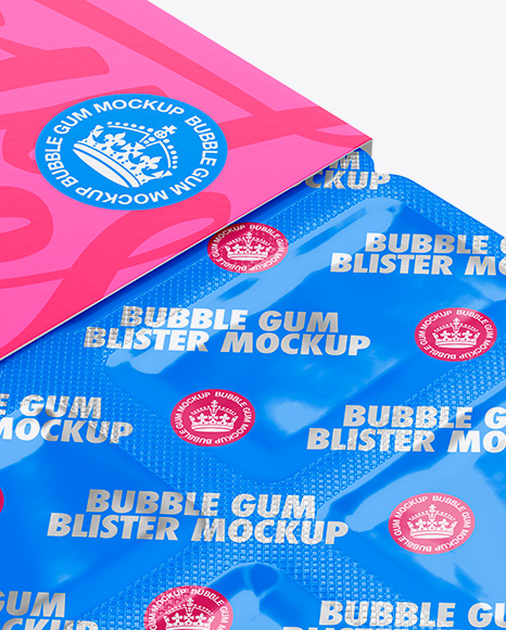 Chewing Gum in Blister Package Mockup - Bottom (Half-side View) - Free