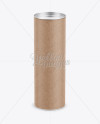 Long Kraft Paper Tube w/ a Flat Lid and a Paper Label - High-Angle View