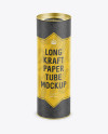 Long Kraft Paper Tube w/ a Flat Lid and a Paper Label - High-Angle View