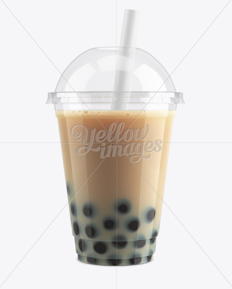 Chocolate Bubble Tea Cup Mockup - Front View