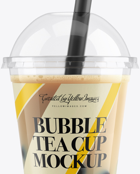 Chocolate Bubble Tea Cup Mockup - Front View