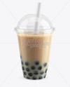 Chocolate Bubble Tea Cup Mockup - High-Angle view