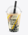 Chocolate Bubble Tea Cup Mockup - High-Angle view