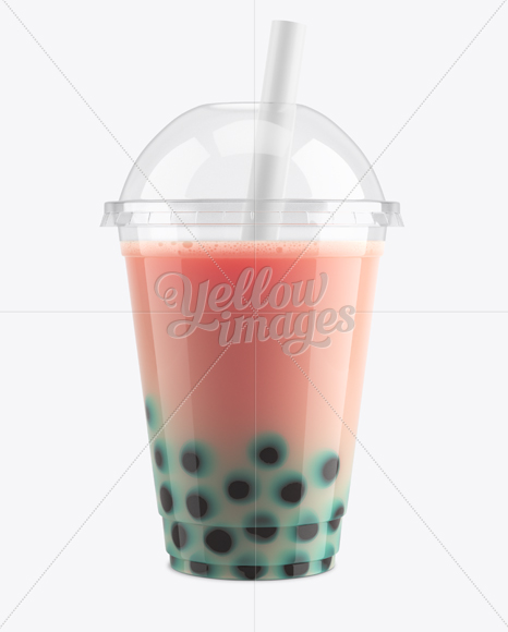 Berry Bubble Tea Cup Mockup - Front View