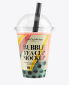 Berry Bubble Tea Cup Mockup - Front View